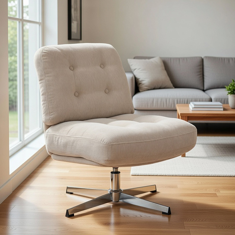 Cadeira de mesa de escritório sem braços, sem rodas, cadeira giratória moderna acolchoada de veludo, cadeira de escritório