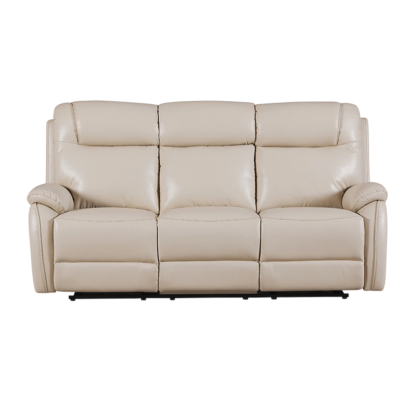 Conjunto de sofá reclinável manual de couro de 3 peças