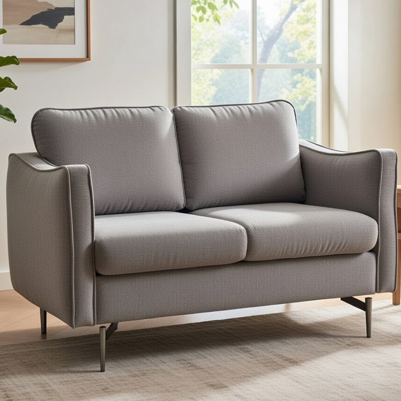 Loveseat estofado com estrutura de madeira moderna de meados do século para sala de estar