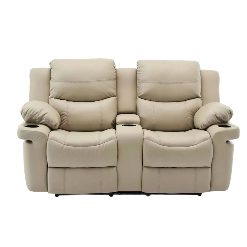 Cadeira reclinável Loveseat com movimento manual estofada em couro