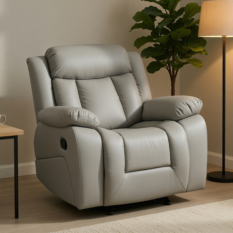 Cadeira reclinável manual de couro sintético Glider Rocker